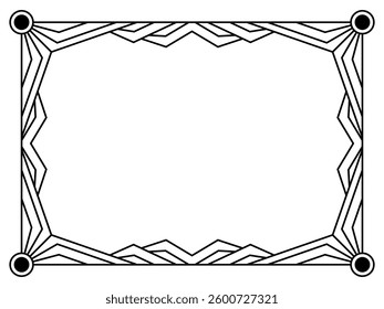 Geometric frame of black lines on white background. Linear border. Line art geometric frame design with space for text, invitations, flyers and greeting cards. Vector illustration