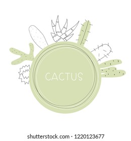 Geometric frame with cacti for your design.
