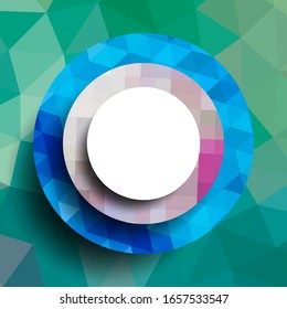 Geometrischer Rahmen aus Kreisen, geometrisches Design, abstrakter Hintergrund, moderne futuristische Grafik mit Streifen, Design, Mosaik, hellem Poster, Banner-Vektorillustration
