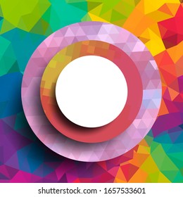 Geometrischer Rahmen aus Kreisen, geometrisches Design, abstrakter Hintergrund, moderne futuristische Grafik mit Streifen, Design, Mosaik, hellem Poster, Banner-Vektorillustration