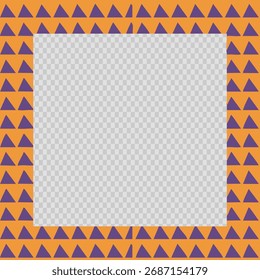 Diseño de marco geométrico vibrante naranja y patrón de triángulo púrpura para visuales creativos
