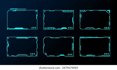 Marco geométrico futurista interfaz hud Elementos conjunto de diseño de Vector para la tecnología de medios digitales.