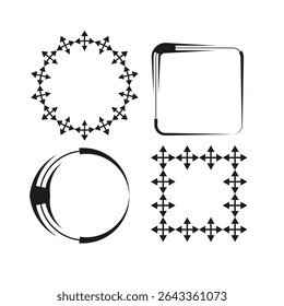 Geometric frame icon. Abstract vector frame. Circle and square shape. Decorative border style.