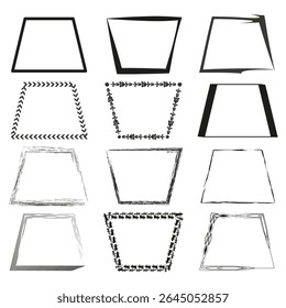 Ícone de quadro geométrico. Forma da linha do trapézio. Elemento da borda da estrutura de tópicos. Vetor abstrato definido