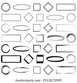 Geometric frame icons. Abstract vector shapes. Decorative outline designs. Monochrome elements set.