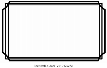 Geometric frame with layered rectangular border, clean black outline, minimal design, perfect for certificate, label, template,text, modern badge, or digital mockup use.