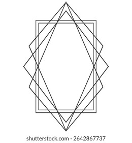 Geometric Frame. Luxury Art Deco Polyhedron Border, Decorative Line Element and Abstract Polygon Shape for Wedding Invitation, Card, Poster and Elegant Design Template