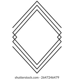 Geometric Frame. Luxury Art Deco Polyhedron Border, Decorative Line Element and Abstract Polygon Shape for Wedding Invitation, Card, Poster and Elegant Design Template