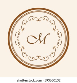 Geometric frame monogram design element. Elegant line art logo design. Vector illustration
