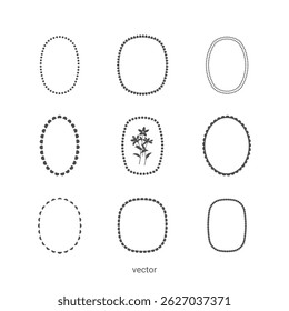 Geometric frame set in boho style. Simple design framing. Vector shape for interior decor and design, packaging, labels, postcards, invitations.