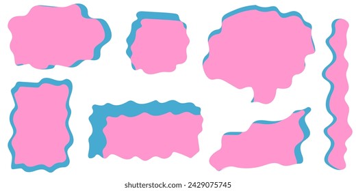 Conjunto de marcos geométricos. Colección Doodle Wavy blank Shape.  Diseño Textbox rosa. Ilustración vectorial puede utilizar diseño web y de redes sociales. EPS 10