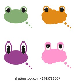 Geometrischer Rahmen mit lustigen Augen. Leere Tiersilhouetten-Textbox-Shape-Sammlung. Funky Speech Balloons Design Kit. Vektor-Illustration kann Web- und Social-Media-Design verwendet werden. EPS 10	
