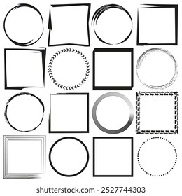 Geometric frame set. Vector shape collection. Simple border style. Abstract outline design.