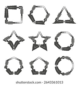 Geometric frame shapes. Abstract line design. Star polygon contour. Vector symbol elements.