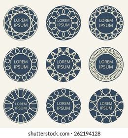 Geometric frame. Simple geometric ornaments. Decorative elements. Vector set of circular patterns.