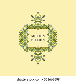 Geometric Frame with Space for Text. Vintage Decoration Element in Mono Line Style. Line Art Design for Invitations, Posters and Labels. Vector Linear Frame.