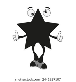 Geometric Frame star Mascot. Doodle Geometry Character with blank Shape. Simple Textbox design isolated white. Vector illustration can used web and social media design EPS 10 Editable stroke