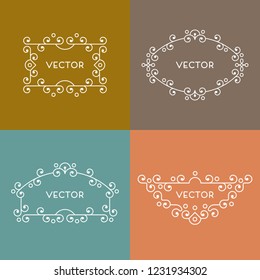 Geometric frame in trendy mono line style.