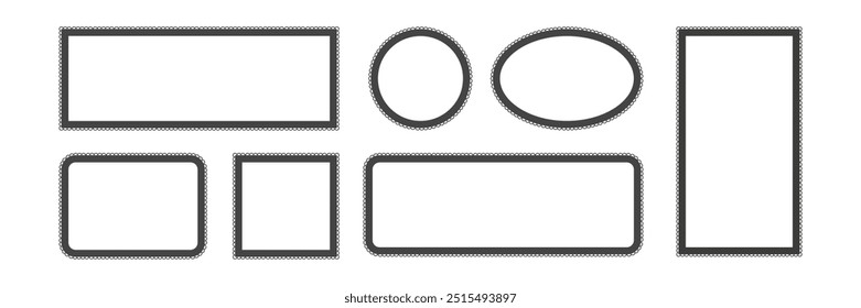 Marco geométrico con borde en zig zag. Caja curva irregular. Borde de Antiguas, burbuja para texto