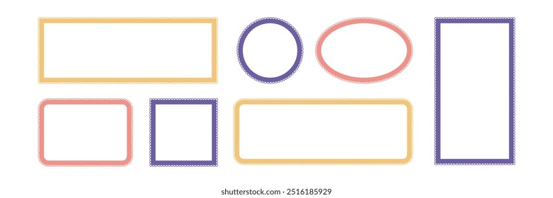 Geometric frame with zig zag edge. Jagged curved box. Vintage border, buble for text