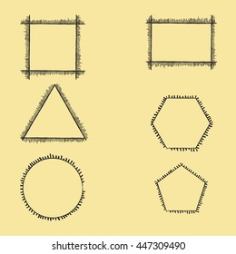 Geometric Frames with Fringe of Different Length and Thickness. Vector EPS10