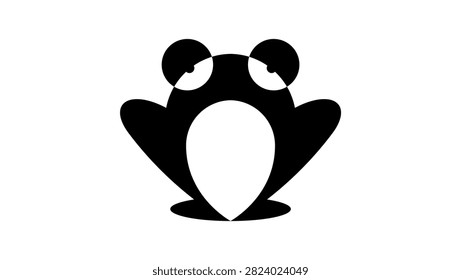 Geometric frog, black isolated vector silhouette