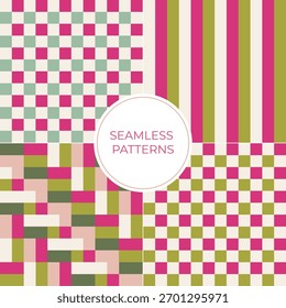 Geometric fun abstract colorful vector seamless repeating backgrounds for wrapping paper, wallpaper, cards, posters, invitation, party products