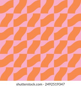 Geometric fun pattern with curvy elements. Bold colored seamless abstract vector background.