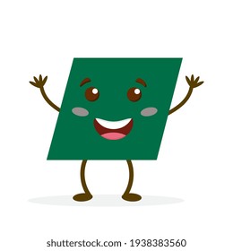 Geometric funny shapes cute kids colorful vector. Parallelogram shape cartoon character for baby education, kindergarten, preschool. Vector illustration. Vector illustration. 