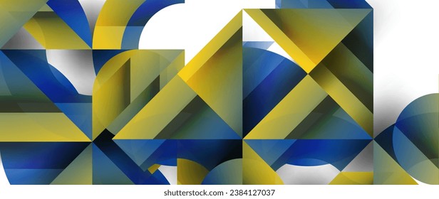 Fusión geométrica - armonía abstracta de triángulos y círculos en diseño de fondo minimalista. Diseño de formas y líneas para papel de pared, banner, fondo, página de inicio, arte de pared, invitación, impresiones