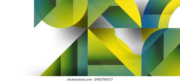 Geometric fusion - abstract harmony of triangles and circles in minimalist background design. Shapes and lines design for wallpaper, banner, background, landing page, wall art, invitation, prints