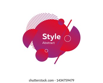 Geometric futuristic abstract element. Dynamical colored forms and lines. Isolated gradient circles, semicircles, geometric lines and dots. Template for design of logo, flyer or presentation