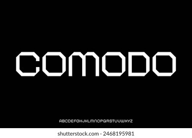 Geometric futuristic alphabet display font vector illustration