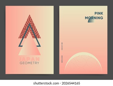 Geometric futuristic book cover or poster template. Gradient modern design with triangles and eclipse. Abstract vector background.