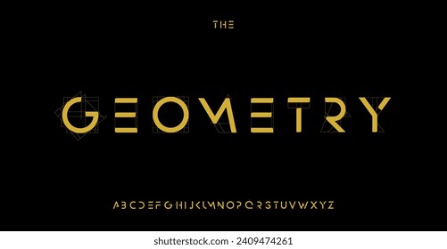 Geometric Futuristic Innovative alphabet, sparse sans serif letters, clean minimalist font for stylish modern logo, sci-fi headline, contemporary typography, modern typographic design. Vector typeset.