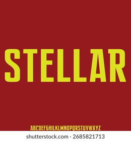 Geometric futuristic stellar alphabet display font vector illustration