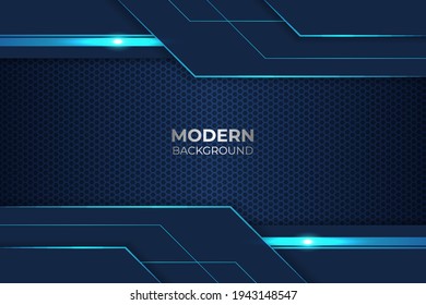 Geometric Futuristic Style Blue Background with Glow Effect