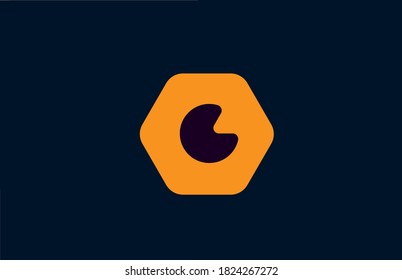 geometric G alphabet letter logo icon template. Hexagon orange design for company and business