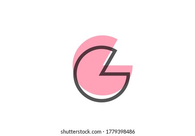 geometric G pink black line alphabet letter logo icon for company. Simple line design for business and corporate