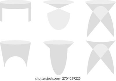 Geometrische Galerie Form Podien gesetzt. Blank steht in runden, quadratischen und sechseckigen Formen. Spalte 3D-Plattformen für Produktpräsentation, Auszeichnungen und Vektorgrafiken	