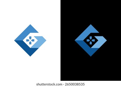 Design gráfico do logotipo do controlador de jogo geométrico