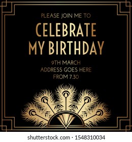 Geometric Gatsby Art Deco Birthday Invitation Design