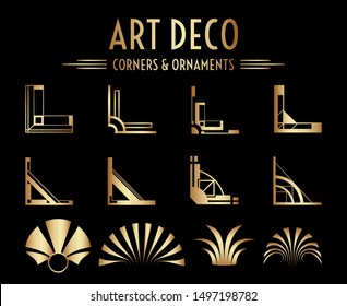 Geometric Gatsby Art Deco Corner and Ornament Set