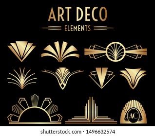 Geometric Gatsby Art Deco Ornaments Or Decoration Elements