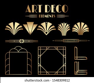 Geometric Gatsby Art Deco Ornaments, Dividers And Frame Elements