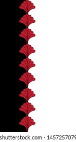 Geometric Gatsby Art Deco Red Border Frame Vertical Repeat Pattern Design