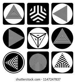 Geometric gesign elements. Circle, triangle and square shapes. Abstract icons set. Vector art.