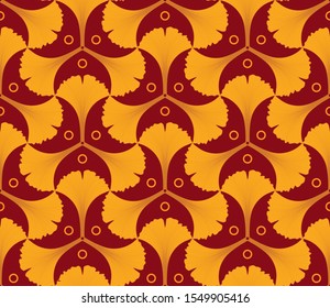geometric ginko leaf - seamless repeat pattern