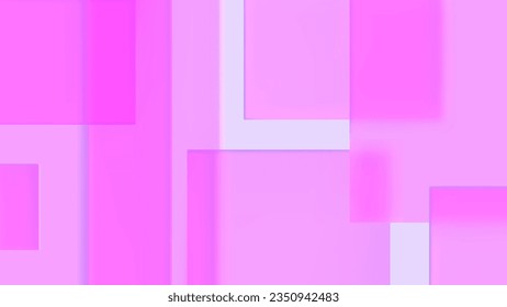 Geometrisches Glas, Hintergrund. Vektorgrafik von quadratischen und dreieckigen Formen in rosafarbener Farbe mit unscharfem und morphistischem Effekt. 3D-Darstellung abstrakter Hintergrund.
