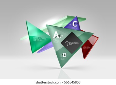 Geometric glass triangles abstract background. Vector template background for workflow layout, diagram, number options or web design